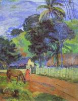 Gauguin, Paul - Horse on Road, Tahitian Landscape